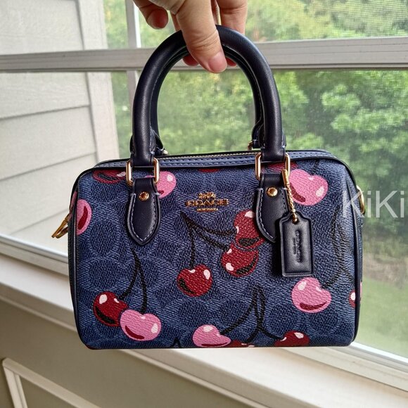 Coach Mini Rowan Crossbody Bag In Signature Canvas With Cherry Print CY741 - Picture 16 of 17